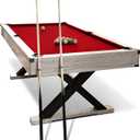 GarveeLife 7 ft Pool Table, Billiard Table with 2 Cue Sticks, Billiard Balls, Cues, Cleaning Brush, X-Legs, Black Cloth, Rustic Grey, 84" L x 46.5" W x 32.7" H