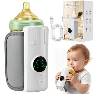 Portable Battery-Powered Baby Bottle Warmer with Temperature Display, Travel-Friendly Milk Warmer for On-the-Go Feeding
