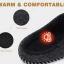 KuaiLu Womens Memory Foam Slippers Ladies Cozy Fuzzy Plush Fur Lined Warm Winter Cushioned Slip on House Bedroom Shoes Comfy Indoor Outdoor Hard Sole Arch Supportive Plantar Fasciitis Black Size 6