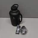 Half Gallon Water Bottle with Handle, Coolflask 64 oz Insulated Stainless Steel Water Jug Metal Double-Walled Vacuum Large Flask With Strap Straw Leakproof, Keep Cold 48 Hrs Hot 24hrs, Magic Black