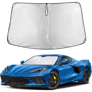 EcoNour Windshield Sunshade Compatible for Chevrolet Corvette C8 2020-2024 2025 2026, Sun Visor for Front Windshield & Window Sun Shade Cover, UV Heat Blocker & Protector, Car Accessories