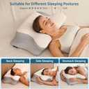Ylekto Cervical Neck Pillow for Pain Relief, Ergonomic Pillow Side Sleeper Pillow for Sleeping, Contour Memory Foam Pillows with Cooling Pillowcase Orthopedic Bed Pillow for Back Stomach Sleepers