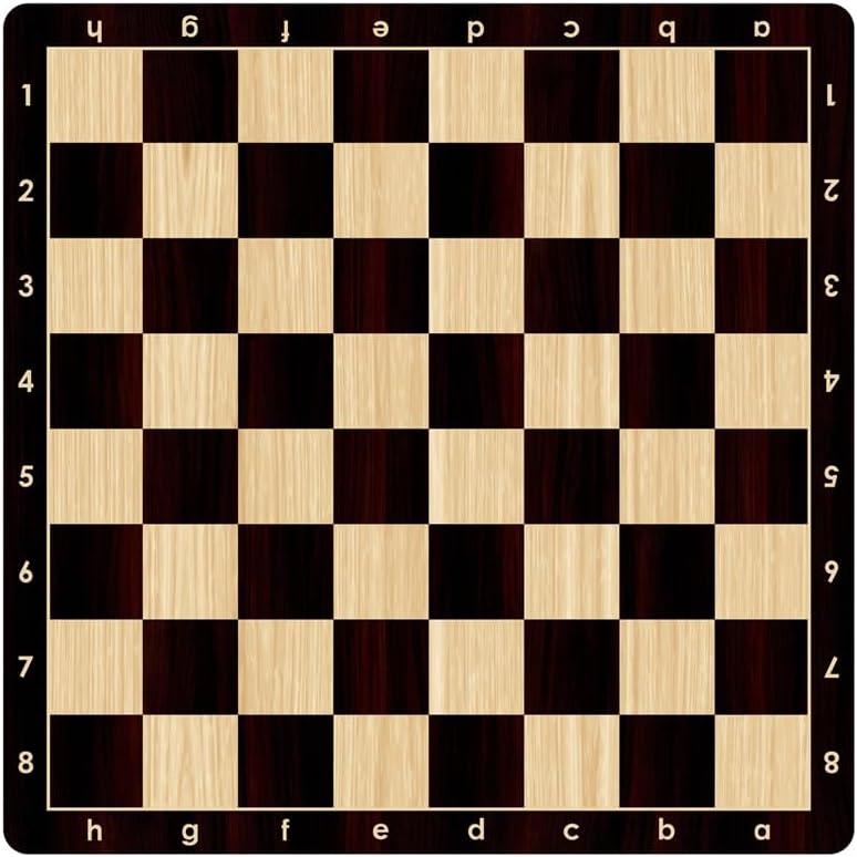 Premium Roll-Up Chess Board 20 Tournament Size  Soft Rubber Mousepad Material with Realistic Wood Grain Print, Washable & Non-Slip  Alphanumeric Notation, Outdoor/Travel Friendly (Black)