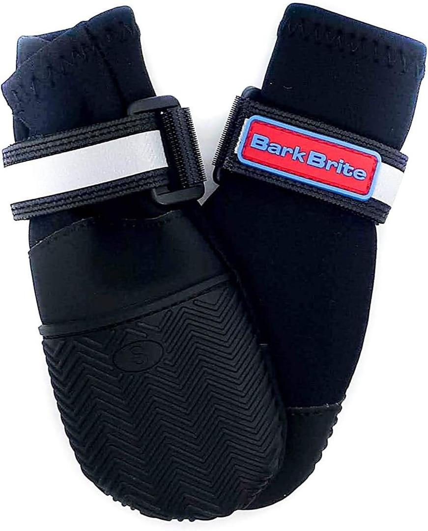 All Weather Neoprene Paw Protector Dog Boots with Reflective Straps in 5 Sizes! (Black Large)