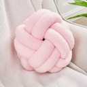 Uvvyui Knot Pillow Ball, Soft Pink Home Decor Knotted Pillows, Handmade Round Plush Throw Pillow, Aesthetic & Cute Large Decorative Pillows for Bed, Floor, Couch, Bedroom Home Decor 8 inches