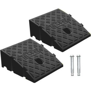 2Pack Curb Ramp Black Color, Portable Lightweight Heavy Duty Plastic Driveway Curb Ramps for Low Cars,Motorcycle Ramp,Curb Ramps (5.12" H 19.7" L Two Curb ramps Connected)