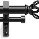 Double Curtain Rod 84 to 120 Inch, Black Long Dual Curtain Rods with Decorative Aluminium Twisted Cage Finial, 1 Inch Adjustable Heavy Duty Telescopic Spliced Window Treatment Rods, All Metal