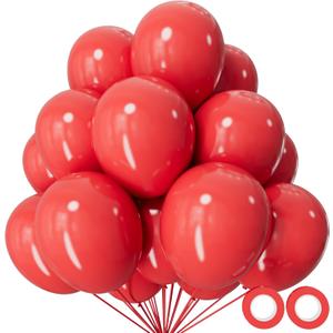 110pcs Coral Red Balloon 12 Inch, Coral Red Latex Balloons for Birthday Party Baby Shower Wedding(with 2 Ribbons).