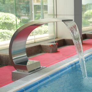 27'' Stainless Steel 304 Garden Cascade Waterfall & Pool Fountain, Silver Spray Water Curtain for Ground Ponds and Outdoor Waterfalls, Sheer Descent Water Feature