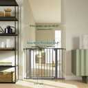 Cumbor 30-40.6 in Baby Gate for Stairs and Doorways, Dog Gate Cool Gray
