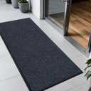 Front Door Mat Outside Entrance, Commercial Doormat Welcome Mats Inside for Entryway 72"x 48"- Heavy Duty Ribbed Non Slip Low Profile Floor Mat for Indoor and Outdoor Home High Traffic Area, Grey