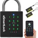 eLinkSmart Heavy Duty Smart Padlock with Key, Pad Lock with Code Keypad, Weatherproof Bluetooth RFID Keyless Electronic Digital Combination Lock for Gate Outdoor Fence Storage Unit Locker Shed Pool