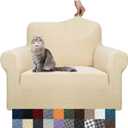 YEMYHOM Couch Cover Latest Jacquard Design High Stretch Sofa Chair Covers for Living Room, Pet Dog Cat Proof Armchair Slipcover Non Slip Magic Elastic Furniture Protector (Small, Beige) (Small (31"-46"))