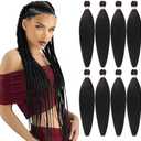 Dorsanee Pre Stretched Braiding Hair 20 Inch 8 Packs Natural Black Professional Braiding Hair for Braids Soft Yaki Texture Hot Water Setting Synthetic Hair Extensions (20inch,#1B)