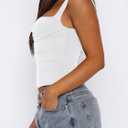 Imily Bela Womens Summer Tank Tops Ruched Double Lined Sleeveless Y2K Going Out Crop Shirts (Large, White)