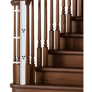 Chunful Universal Baby Gate Banister Adapter Wood No Hole Stairway Banister Adapter Mounting Kit for Pet Fit Round, Square, Irregular Post up to 42" Tall, Gate Not Included(White)