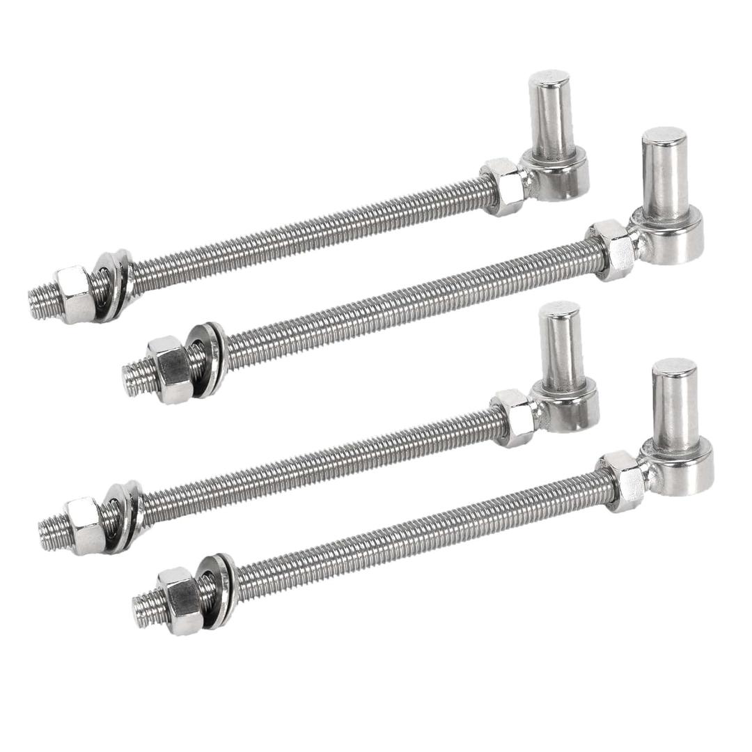 M12 x 8"" J Bolt Gate Hinge, Farm Gate Post Hinge with 5/8"" Male Pin, 304 Stainless Steel for Chain Link Fence Gate (Pack of 4, Dia 12mm-8"")