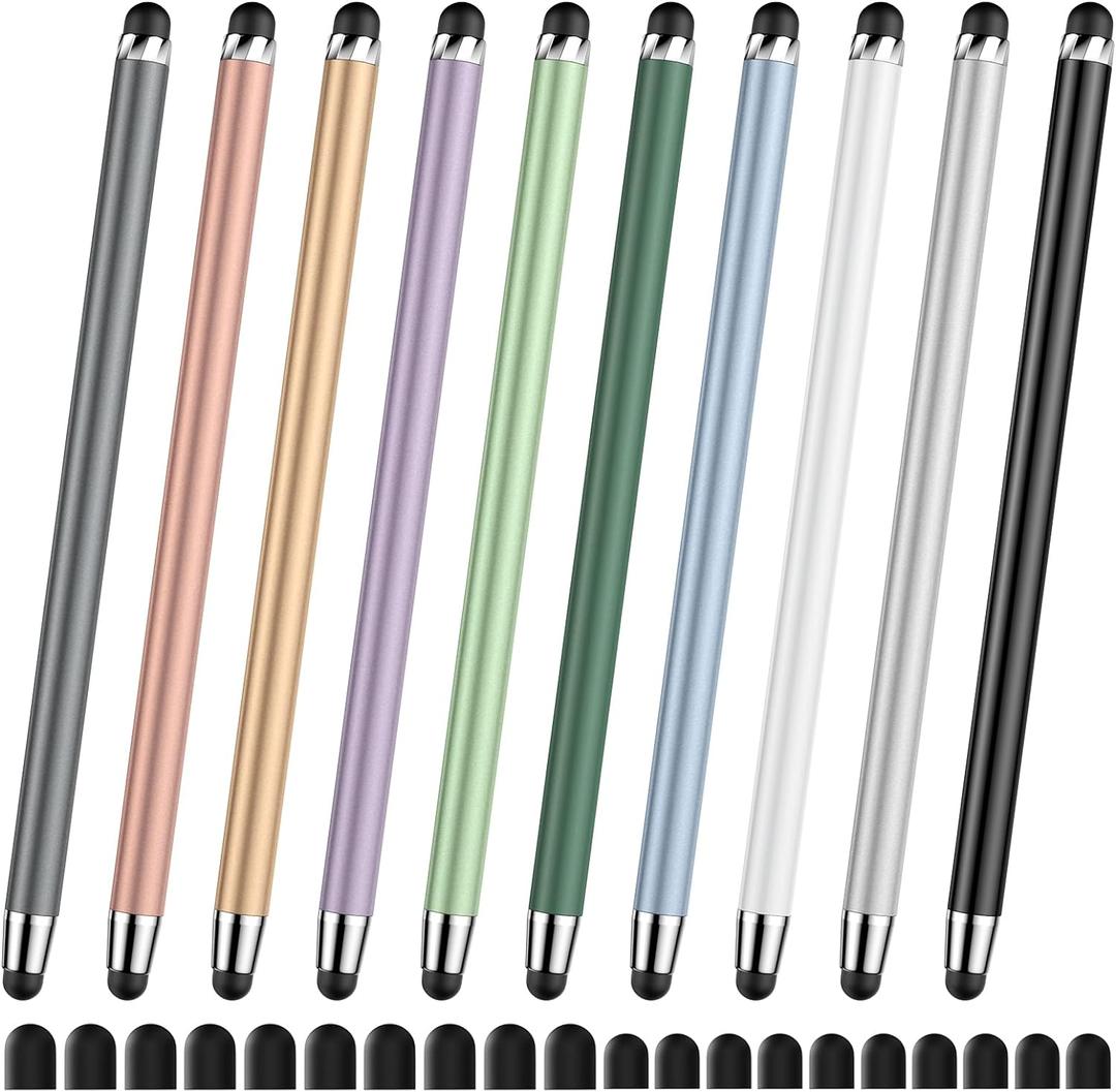 10 PCS Stylus,Stylus Pen for Touchscreen,Stylus 2-in-1 High Sensitivity & Precision Suitable for All Touch Screens of iPhone/ipad/Android Tablets(10 Stylus Pen + 20 Tips) (Grey/Gold/Purple/Green/Blue/White/Silver/Black)