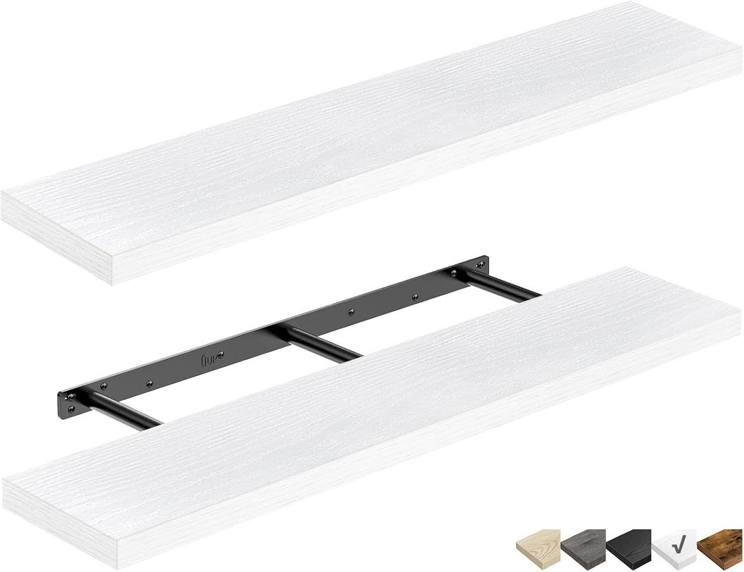 QEEIG Extra Long Floating Shelves for Wall (White, Set of 2, 47.2")
48 inch Large Shelf for Bathroom Kitchen Living Room Bedroom, Farmhouse Home Decor, Rustic Plant Display, Books (008-120W)