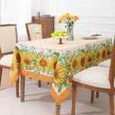 Romanstile Summer Tablecloth Rectangle, Sunflower Buffalo Plaid Decorative Table Cloths Stain Resistant Fabric Table Cover for Dinner/Party/Picnic/Indoor/Outdoor (Orange, 60 x 102 Inch)