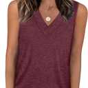 WIHOLL Tank Tops for Women Summer V Neck T Shirts Trendy Sleeveless Basic Tees Fashion Clothing (M)