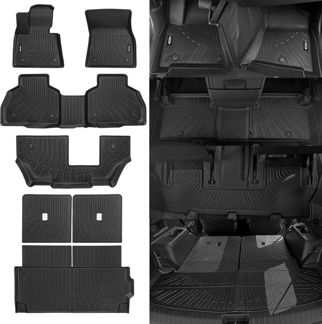 All Weather Floor Mats Fit for 2019-2024 2025 BMW X7 7-Seater Floor Mats & Trunk Mat & Backrest Mats Replacement for BMW X7 Accessories Odorless Anti-Slip Floor Liner