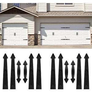 Magnetic Garage Door Hardware,Garage Door Magnetic Decorative Hardware 8 Hinges + 4 Handles for Iron Door,Easy Install,Durable & Waterproof (Classics Style,2 Pack)