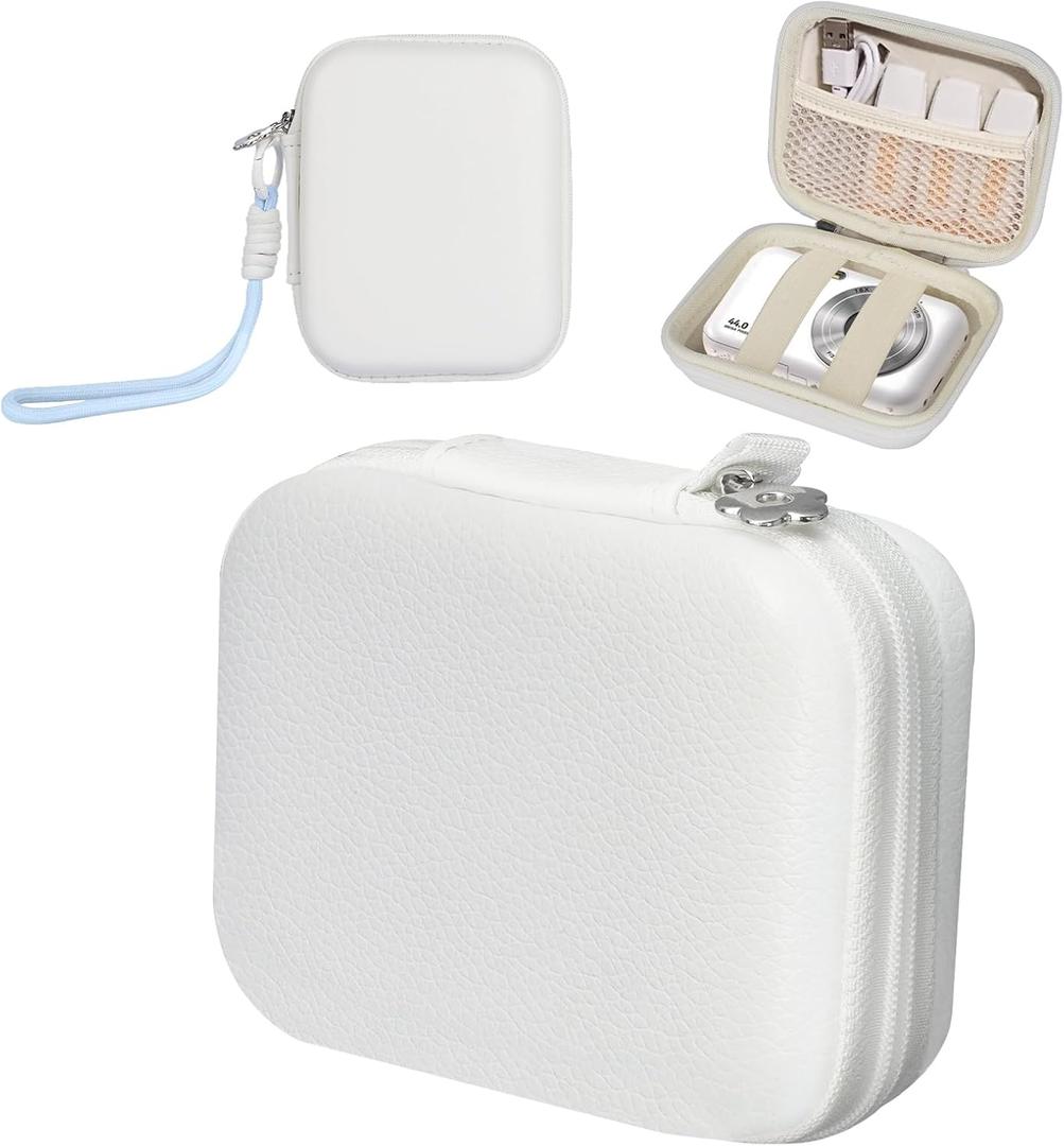 Compact Digital Camera Case: Small Carrying Pouch for Kodak pixpro fz55 fz45, Canon ixus 285 hs elph 360, Nikon s6900, Sony dsc w830, Camkory dc403 ect, Digtal Camera Accessories (White)