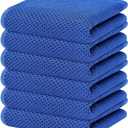 Homaxy 100% Cotton Waffle Weave Kitchen Dish Towels, Ultra Soft Absorbent Quick Drying Cleaning Towel, 13 x 28 Inches, 6-Pack, Blueberry