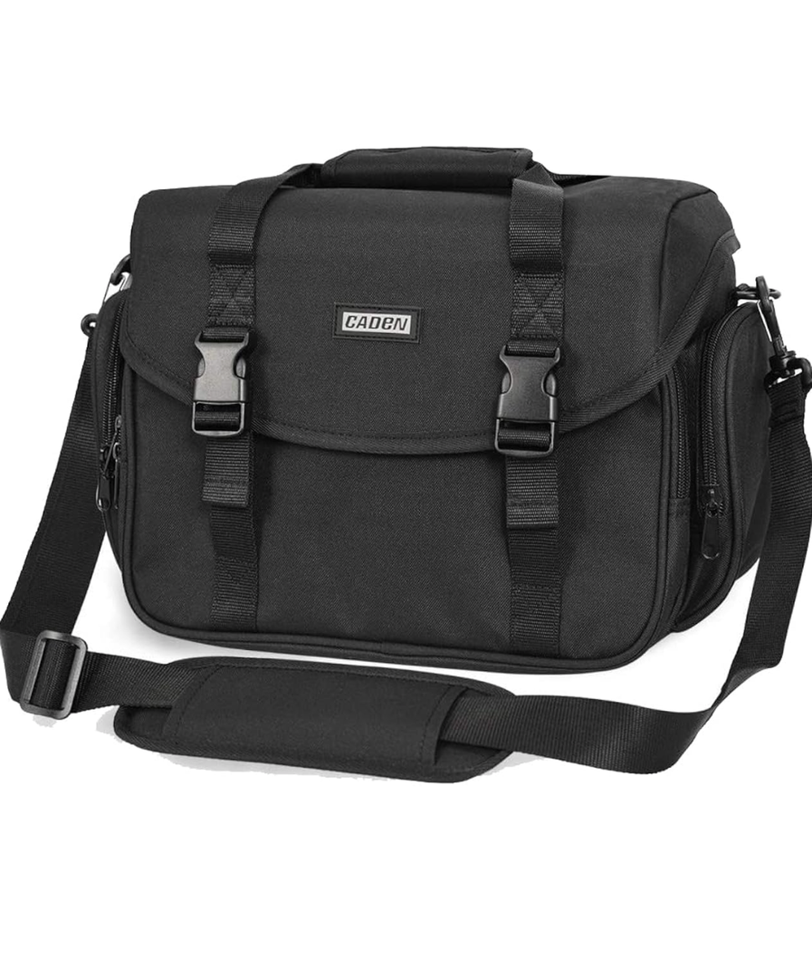 CADeN Camera Bag Case Shoulder Messenger Bag with Tripod Holder Compatible for Nikon, Canon, Sony, DSLR SLR Mirrorless Cameras Waterproof (Black, Small)