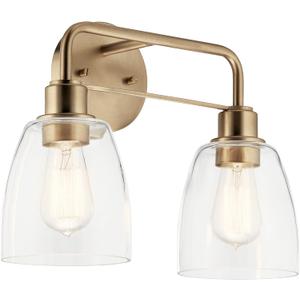 Kichler Rosh 18" LED Bathroom Vanity Light Fixture with White Glass in Champagne Bronze, Modern Minimalist Bath Bar for Mirror, Dimmable (18" W x 5" H), 55187CPZLED, 15.25"
