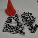 Skylety Traffic Cones and Racing Checkered Flags Set-include 12 Plastic Traffic Cones,12 Flags with Sticks,31 ft Checkered Pennant Banner and 9.8 x 2 ft Racetrack Floor Running Mat