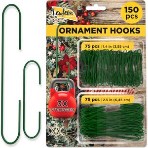150 Pack Ornament Hooks for Christmas  Essential Christmas Ornament Hangers  Perfect Xmas Ornament Hangers for Tree Decoration (Green)
