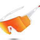 Polarized Sports Sunglasses for Men and Women,Fishing Cycling Mountain Bike Baseball Sunglasses with UV Protection (A10 White Frame -Red Mirror)