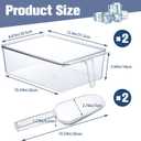 Havawish 4 Pcs Ice Storage Bin for Freezer with Lid and Flexible Scoop Set Plastic Ice Container with Lid Handle for Home Office Fridge Storage (12.4 x 8.07 x 3.94 Inches,Clear)