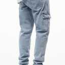 JMIERR Men's Elastic Waist Cargo Jeans Stretch Denim Pants with Drawstring Relaxed Fit for Casual Daily Wear (Blue) 40