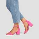 DREAM PAIRS Womens Low-Chunk Low Heel Pump Sandal, Size 8, Fuchsia/ Suede, LOW-CHUNK