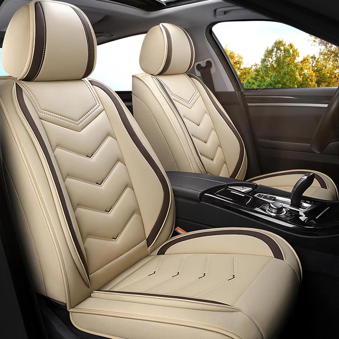 ADERN Car Seat Covers for Acura MDX 2001-2026, Premium Nappa Leather Car Seat Cover, Stylish Sport Seat Covers Automobile Seat Cover Sets.(Standard 2 Seats/Beige)