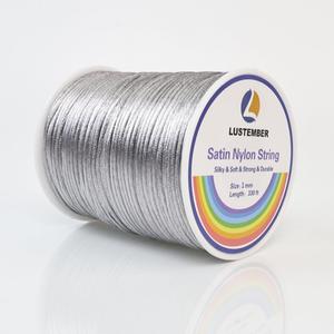 330 Feet Satin Nylon String, 1 mm Silky Smooth Durable Nylon Cord for Jewelry Making, Bracelets, Beading, Necklaces, Macrame, Kumihimo, Rattail, and Chinese Knot Craft (Silver)