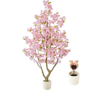 Warmplants Artificial Cherry Blossom Tree 6ft Sakura with White Planter