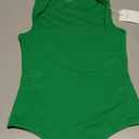 REORIA Butsmooth Womens Sexy Sleeveless Square Neck Double Lined Basic Bodysuit Tank Tops (Small, Green)