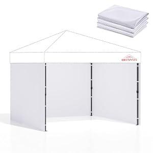 Benass Replacement Sidewalls for 10x10 Pop Up Canopy with 1" Velcro Strip (3 Pack, White)