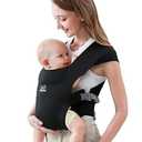 Newborn Carrier, MOMTORY Cozy Baby Wrap Carrier(7-25lbs), Baby Carrier, with Hook&Loop for Easily Adjustable, Soft Fabric, Black