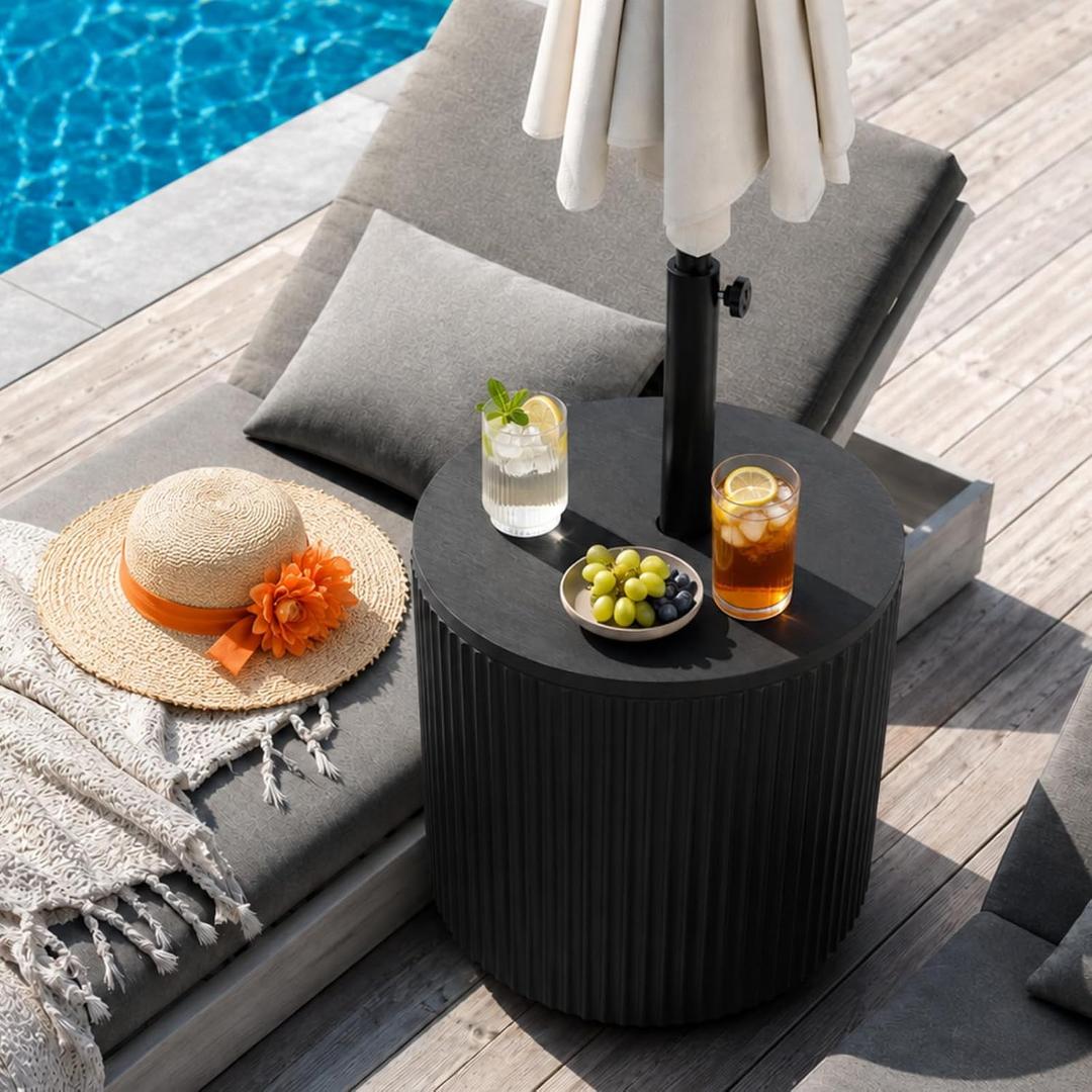 Umbrella Table with Hole, Umbrella Stand Table, Black