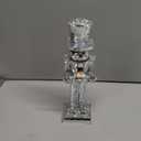 Hungdao Disco Christmas Decoration Mirror Nutcracker Ornament 10 Inch Silver Retro Nutcracker Soldier Christmas Decoration Wooden Decor for Table Decor Holidays Dinner Party Supplies Figure Puppet