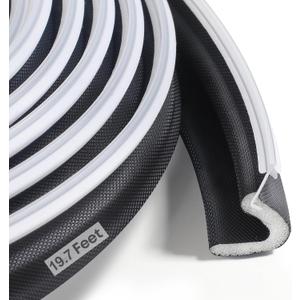 Extra Long Kerf Weather Stripping Door Seal for Large Gaps and Easy Installation (19.7FT, Black)