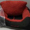 BurgeonNest Dog Car Seat for Small Dogs, Detachable and Washable Cat Car seats Under 25 lbs, Soft Pet Booster Seats with Storage Pockets and Clip-On Leash Portable Car Travel Carrier Bed, Black red