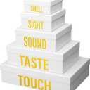 Kolldenn 5 Senses Gift Boxes for Him Her Five Senses Gift Bags Nesting Gifts Box with Lid for Valentine's Day Wedding Anniversary Birthday Party Decor for Husband Boyfriend 5.1'' to 13.8''(White)