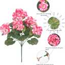 Fake Geraniums Artificial Flowers for Outdoors Outside, 6 Bundles Pink Silk Geraniums Fake Flowers Plants UV Resistant Realistic Faux Flowers for Outdoor Planters Garden Balcony Yard Porch Indoor
