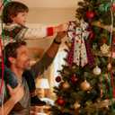 Christmas Tree Topper Bow Luxurious Red and Brown Christmas Bows for Tree Topper, Holiday Wreaths,Gift Decorations Festive Indoor Outdoor Christmas Decor